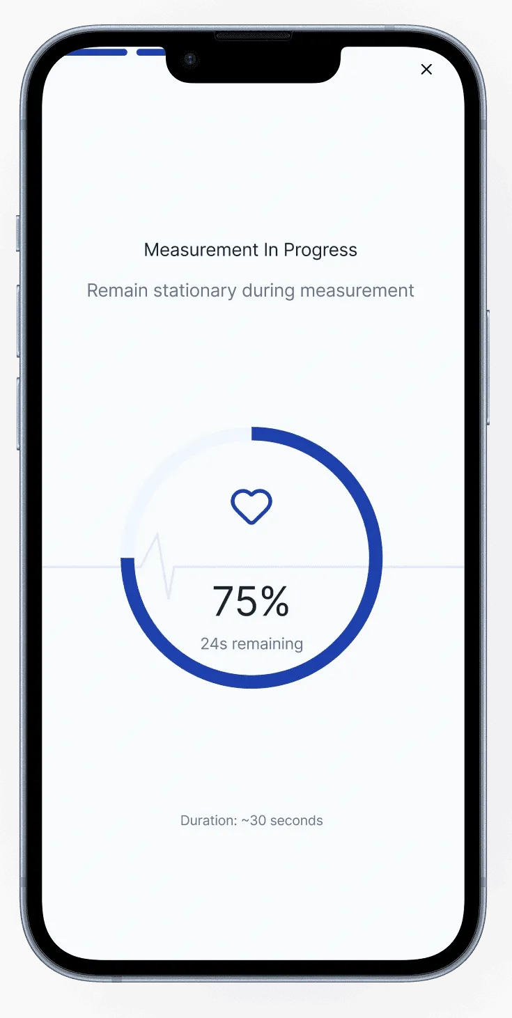 Numa measuring screen showing the progress of a home blood-pressure reading.