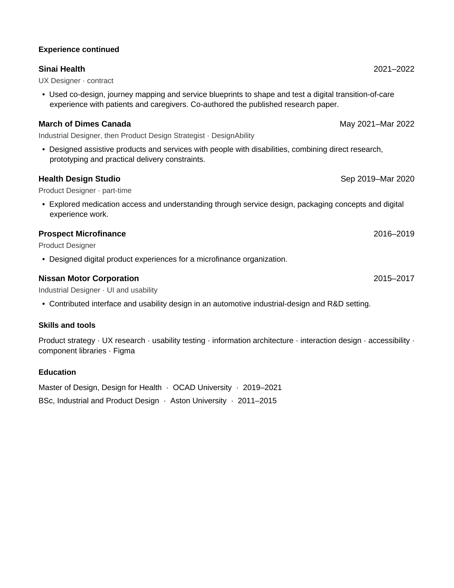 Page 2 of 2 of Anie Udofia's résumé